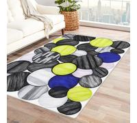 IEPOZWA Abstract Motif Rug with Soft Surreal Elements Rotundity For Basement, Game Room, Durable, Moisture Resistant, Comfortable(Black)-150x180cm