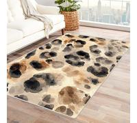 IEPOZWA Abstract Ripple Pattern Area Rug Leopard Print Quick-Dry Lightweight for Bedroom Livingroom Easy Fold & Store(White)-90x150cm