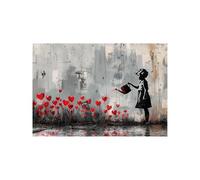 IEPOZWA Banksy Street Art Decor, Girl Watering Flowers Painting Graffiti Picture Wall Art Prints On Canvas Artwork Living Room Home Decor - 40x60cm Unframed
