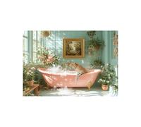 IEPOZWA Bathroom Wall Decor Prints Canvas Posters Pictures Leopard In The Bathtub Funny Animals Art Minimal Painting Bathroom Artwork Modern Home Picture Bedroom(pink 15)-40x60cm Unframed