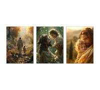 IEPOZWA Christian Jesus Painting Canvas Wall Art, Jesus decor for kids room Pictures Print for Bedroom Living Room Bathroom Home Wall Decor Church Decor - 20x30cmx3 Unframed