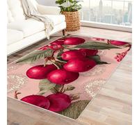 IEPOZWA Forest Green Area Rug with Quick-Dry and Stain-Resistant Peach Blossom For Small Apartment, Space Efficient, Multi Use, Practical Design(Powder)-150x180cm