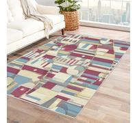 IEPOZWA Low Pile Cute Design Rug with Abstract Motifs Color Bars For Conference Room, Waiting Area, Office Space, Professional Look, Durable, Simple Care(Pink)-240x300cm