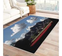 IEPOZWA Modern Abstract Ripple Design Rug Mountain Village For Patio, Balcony, Indoor Outdoor Use, Weather Resistant, Sturdy, Comfortable, Space Saving(Blue)-150x210cm