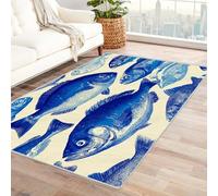 IEPOZWA Natural View Low Pile Rug with Anti-Slip Rubber Backing Sea Turtle Soft Machine Washable for Bedroom Living Room Office Non-Slip Eco-Friendly(White)-210x300cm