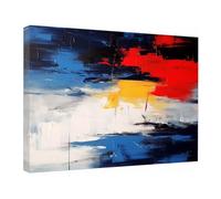 IEPOZWA Vintage Canvas Wall Art Abstract Geometric Patterns Modern Farmhouse Decor, Minimalist Neutral Boho Art Prints Bedroom Bathroom Office Decorations(Blue 182)-30x45cm Framed