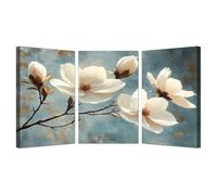 IEPOZWA White,bronze Nature Wall Decor, Vintage botanical flowers Canvas Wall art Moon Phases Picture for Bedroom Living Room Decor Nature Poster Prints Artwork Decor-20x30cmx3 Framed