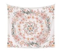 Ieron 1 Beige Bohemian Tapestry Wall Hanging Wall Decor Tapestry Mandala Floral With White Aesthetic Wreath Design For Bedroom Dormitory Living Room (150X200CM)