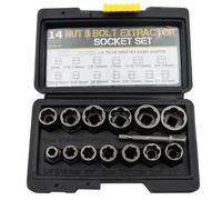 Ieron 14 PCS Bolt Extractor Set Locking Wheel Nut Removal Tool 3/8” Impact Socket Set And Rounded Bolt Remover Bolt Extractor