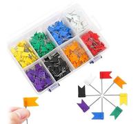 ieron 160 Pcs Multicolored Flag Push Pins, Map Tacks Marking Pins, 8 Assorted Colors Thumb Tacks for Cork Bulletin Board at Home Office and School