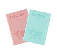 Ieron 2 Pack Pink Blue Passport Cover PU Leather Passport Holder Travel Wallet for Passport Tickets Cards Boarding Passes Credit Cards Business Cards Classic