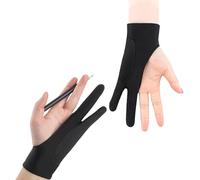 Ieron 2 Pcs Artist Glove, Size S Three-Layer Fixed Anti-touch Antifouling Digital Graphics Drawing Left Right Hand Glove Two Finger Drawing Glove