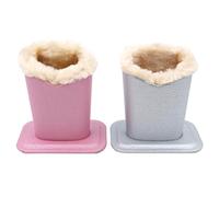 Ieron 2 pcs Eyeglass Holder Stand, Modern Velvet Plush Lined PU Leather Eyeglasses Glasses Holder Case (Pink, Silver)