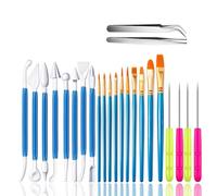 ieron 24 Pcs Cookie Tools Kit Cake Sweet Decorating Brush Scribe Tool Sugar Stir Needle Modeling Tool Tweezer for Sprinkles Elbow and Straight
