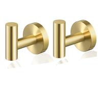 Ieron 2Pcs Gold Towel Hooks Multifunctional Hook Coat Hook Wall Mounted Robe Hook for Bathroom and Kitchen SUS304 Stainless Steel
