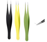 ieron 3Pcs Pointed Tweezer for Facial Hair Women Men Stainless Steel Precision Tweezers for Ingrown Hair Needle Nose Pointed Blackhead Remover for Eyebrow Hair(Black Yellow, Green)
