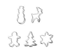 ieron 5Pcs Christmas Cookie Cutter Set, Stainless Steel Holiday Cookie Molds Reindeer, Snowflake, Gingerbread Boy, Snowman, Xmas Tree Cookie Cutter for Kids
