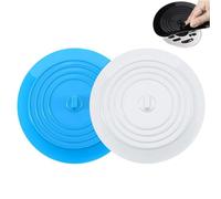 ieron 6 Inches Universal Silicone Drain Stopper, 2 pcs Tub Stopper Drain Plug Cover For Kitchen Bathroom Sink Bathtub Drain Cover Anti-odor Cover(White, Blue)