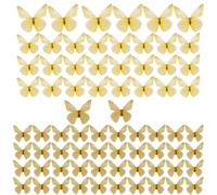 Ieron 72Pcs Butterfly Cupcake Toppers,Wafer Paper Lovely Butterfly Cake Decorations for Wedding/Birthday Party Cake Decor Supplies,Yellow
