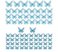 Ieron 72Pcs Butterfly Cupcake Toppers,Wafer Paper Lovely Butterfly Cake Decorations for Wedding/Birthday Party Cake Decor Supplies,Blue