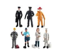 Ieron 7PCS People Figurines Models Playset People Figurine Veterinarian Pilot Postman Baker Human People Figurine Model