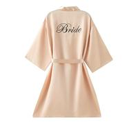 Ieron Bride Satin Dressing Gown, Champagne Gold Women V-Neck Morning Robes, Silk Bridal Pyjamas for Wedding Party, Elegant Satin Bride Robe, M