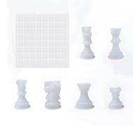 ieron Chess Board Sets Resin Silicone Moulds, Checker Game Board Silicone Mold 6 pcs 3D Chess Pieces Resin Casting Molds - for DIY Art Crafts Family Parties and Outdoor