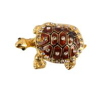 Ieron Crystals Bejeweled Turtle Trinket Box Tortoise Jewelry Box Tortoise Figurine Jewelry Ring Holder Box Decorative Sparkling Diamond Ornaments Keepsake Box(Brown)