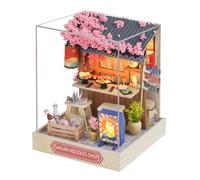 ieron DIY Miniature Doll House Kit,Mini Handmade House Model DIY Crafts Kit with Dust Cover, 3D Wooden Dollhouse Kits,Tiny Building Kit for Birthday Gift,Sakura Noodle Shop