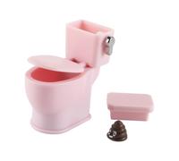 ieron Dollhouse Toilet Mini Miniature White Bathroom Accessory for Cake Topper and Tiny Dollhouse - Pink Plastic