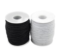 Ieron Elastic Cord Beading Rope Set - Perfect for DIY Crafts and Jewellery Making White + Black (1.2mm + 100m) 2 pcs