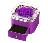 Ieron Eternal Flowers Gifts Preserved Purple Real Rose Jewelry Box for Her Women Mum Wife Girlfriend Christmas Valentines Day Mothers Day Anniversary Birthday Gifts