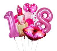 ieron Galentine's Day Decorations, Number 18 Red Lips Lipstick Foil Balloons, Heart Shape Garland, Party Supplies Decor