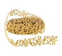 Ieron Gold Silk Embroidery Long Lace Iron-On Embroidery Strips 4 Metres Long 3.5cm Wide for Sewing Clothing Dresses Home Decoration Accessories Weddings Parties Christmas