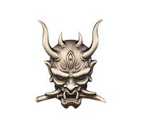 ieron Japanese Samurai Metal Car Sticker, 3D Skull Emblem, Cool Ghost Fangs Warrior Badge for Car Truck Motorcycle (Bronze)