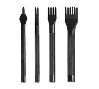 Ieron Leather Craft Hole Punches,DIY Leather Punch Pricking Iron Hole 3mm, 1/2/4/6 Prong Tooth Lacing Diamond Stitching Chisel Set (Black)