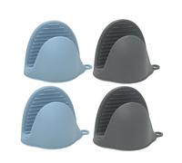 ieron Mini Oven Gloves 2 Pcs Silicone Thicken Finger Gripper Kitchen Mitts Heat Resistant Pinch Covers for Baking Cooking BBQ Fits Double Hand Pot Holder(Dark Grey, Light Blue)