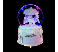 Ieron Musical Unicorn Snow Globe with Twinkling Lights and Music, No Rotating Function, 80mm Glass Water Globe Decoration (Purple)