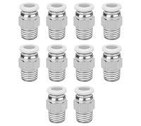 Ieron Pack of 10 PC4-M10 Male Straight Pneumatic PEFE Tube Push Fitting Connector for 3D Printer, White