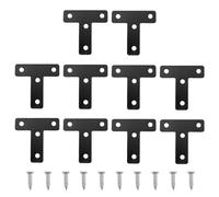 ieron Pack of 10 Stainless Steel Flat Angle Bracket Repair Plate for Furniture, T-Shaped Flat Connector Corner Bracket for Wood Cabinet Table Chair, Black, 50 x 50 x 1mm