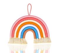 ieron Rainbow Wall Hanging Decoration, Hand Woven Tapestry Macrame Lovely Rainbow Pendant Ornament Nursery, Bedroom, Home, Kids, Girls Weaving Decor