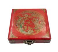 Ieron Retro Wooden Chinese Jewelry Box, Jewelry Organizer, Treasure Chest Case, Bracelet Bangle Container Organizer (Retro Red)