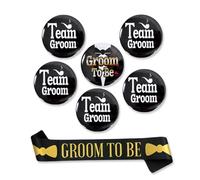 Ieron Set for Groom Sash Badge Includes Groom to Be Badge Team Groom Award Badge Brooch for Bachelor Party Engagement Celebration Wedding Supplies