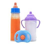 ieron Set of 3 Baby Dolls with Magic Milk Bottles, New Born Doll Feeding Set Accessories, Pretend Play Milk and Juice Bottles, Disappearing Magic Bottles with Pacifier for Girls