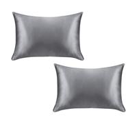 Ieron Silk Pillow Case for Hair and Skin 50x75cm Satin Cushion Cover, 1 Pair Both Sides Natural Pillowcase Silk with Hidden Zip, Soft Breathable Smooth,Dark Grey