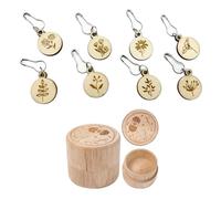 ieron Stitch Markers 8pcs Wood Plant Pattern Charms Locking Crochets with Storage Box for DIY Knitting Weaving Sewing
