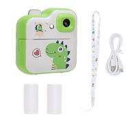 ieron Thermal Printing Camera Green Dinosaur Pattern 2.4 Inch Screen Digital Printing Camera With Three Rolls Of Printing Paper