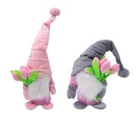 Ieron Tulip Faceless Dwarf Doll - Elf Novelty Tabletop Gnomes Ornaments for Mother Grandma from Daughter Son, (Grey, Pink)