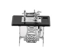 Ieron Vintage Dollhouse Sewing Machine Model Mini Alloy Sewing Machine Figurine 1:12 Miniature House Furniture for Doll House DIY Decoration(Silver) 66x33x69mm
