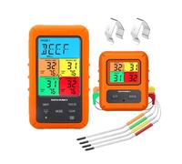 Ieron Wireless Color Screen Food Thermometer for BBQ with 4 Probes Digital Cooking Thermometer with Multi-Probe Functionality, Instant Read for Meat and Baking
